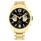 Tommy Hilfiger Montre Acier Doré Cadran Noir Élégante Homme