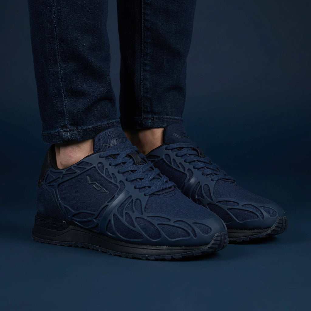 VO7 Baskets Design Géométrique Bleu Marine Homme