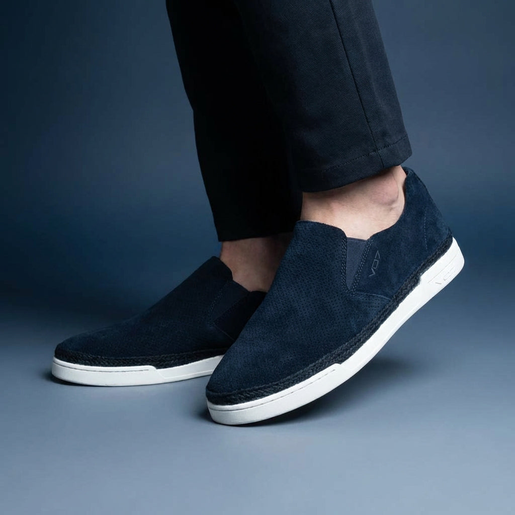 VO7 Slip-on Sneakers Daim Bleu Marine Homme