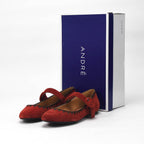André Ballerines Daim Rouge Femme Élégantes