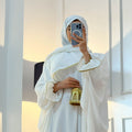 Lala Fatma Ensemble Prière Blanc Broderie Dorée Femme