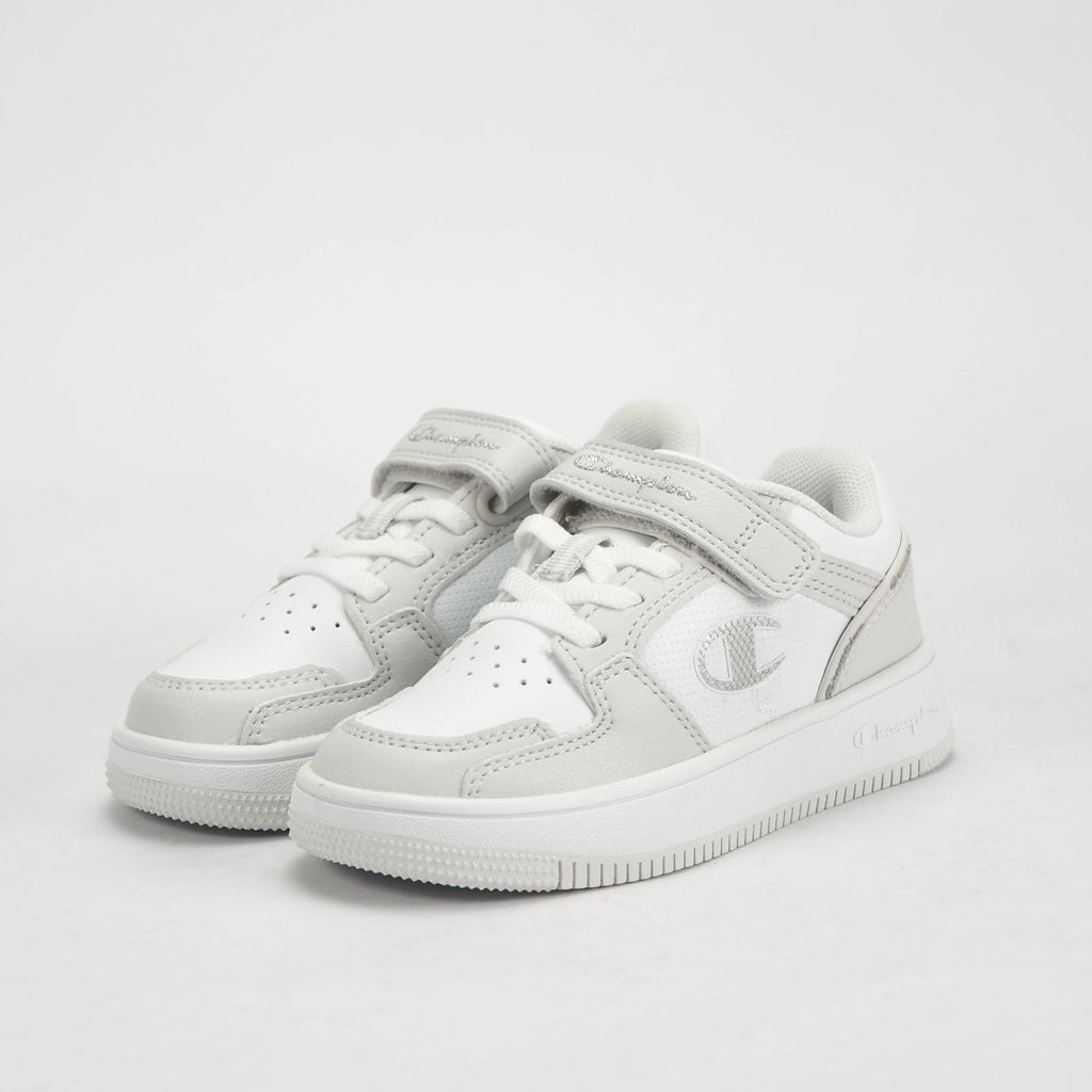 Champion Baskets Rebound Low Scratch Enfant Blanc et Gris