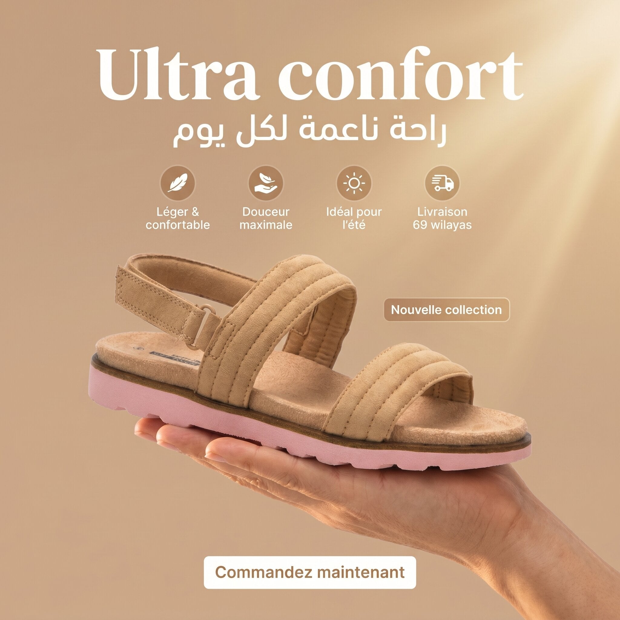 Kimland Sandales Confortables à Brides Femme