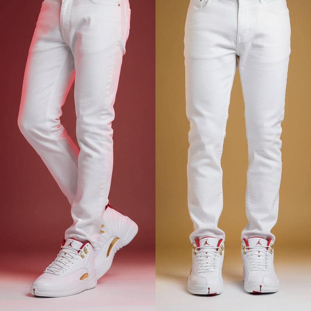 Kimland Baskets Montantes Style Sportif Blanc et Or Homme
