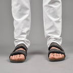 Birk Sandales Orthopédiques en Cuir Gris Homme