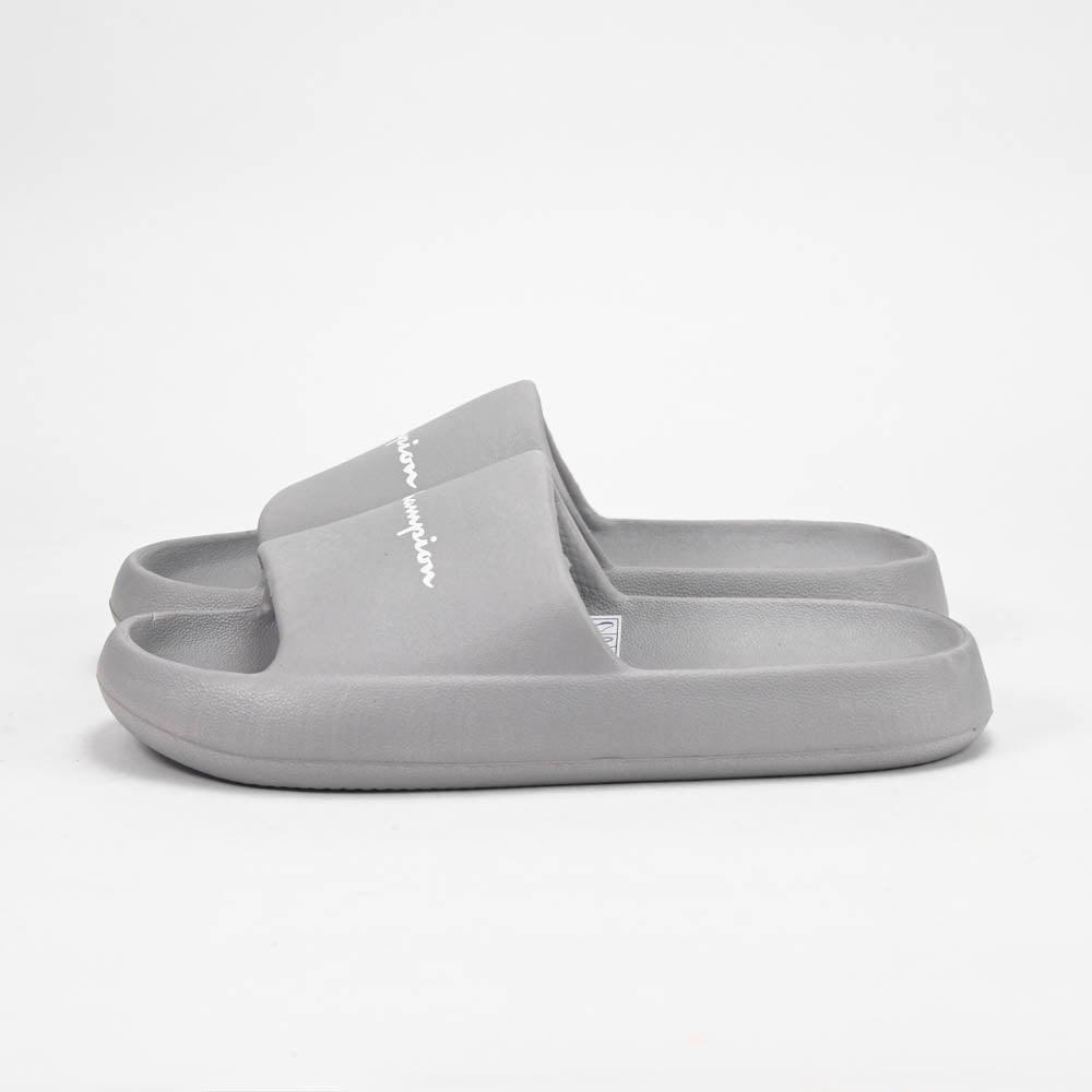 Champion Claquettes Logo Gris Confortables Unisexe