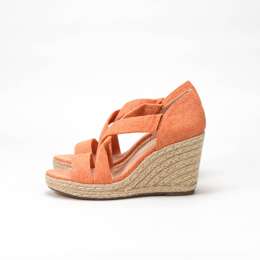 André Sandales Compensées Espadrilles Orange Femme