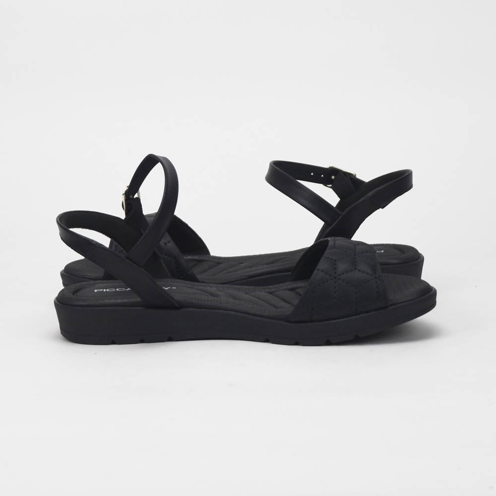 Piccadilly Sandales Confortables Matelassées Noir Femme