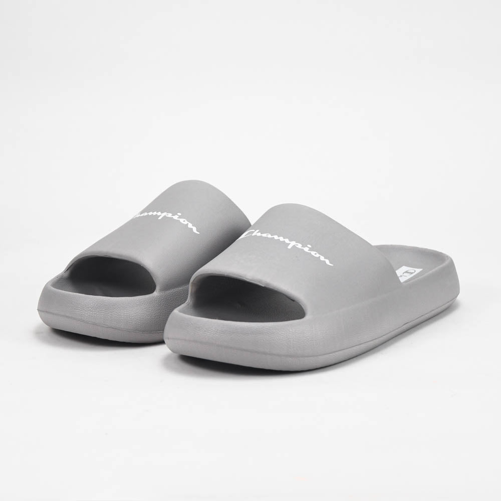 Champion Claquettes Logo Gris Confortables Unisexe
