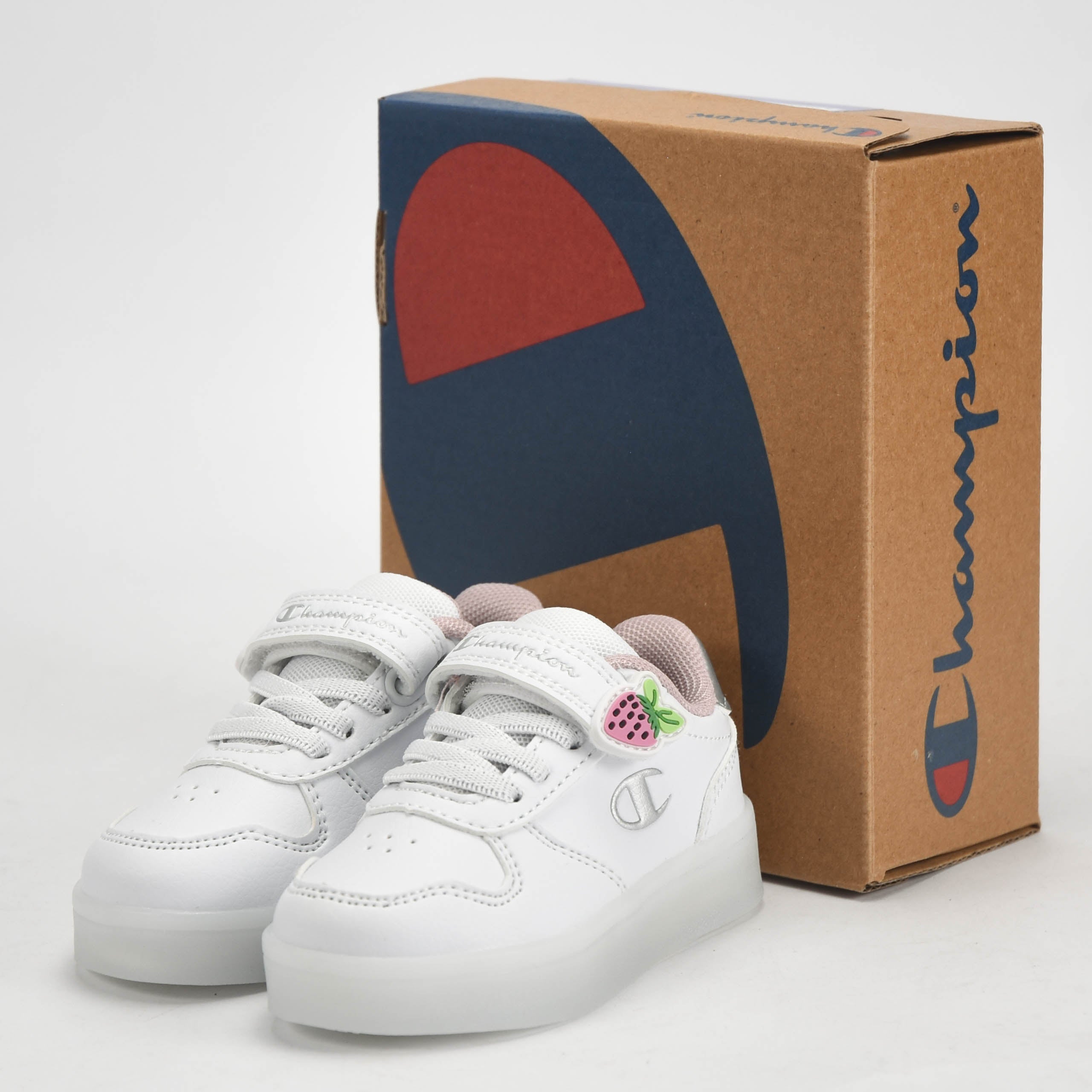 Champion Baskets Basses Blanches et Roses Fille