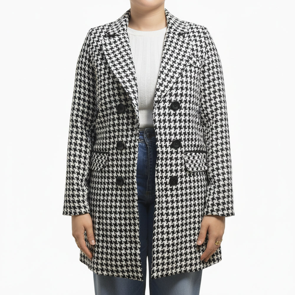 Veste Blazer Femme Motif Pied-de-Poule Élégante