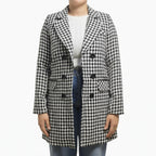 Veste Blazer Femme Motif Pied-de-Poule Élégante