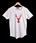 T-shirt BLANC ET ROUGE MOTIF CERF