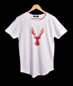 T-shirt BLANC ET ROUGE MOTIF CERF