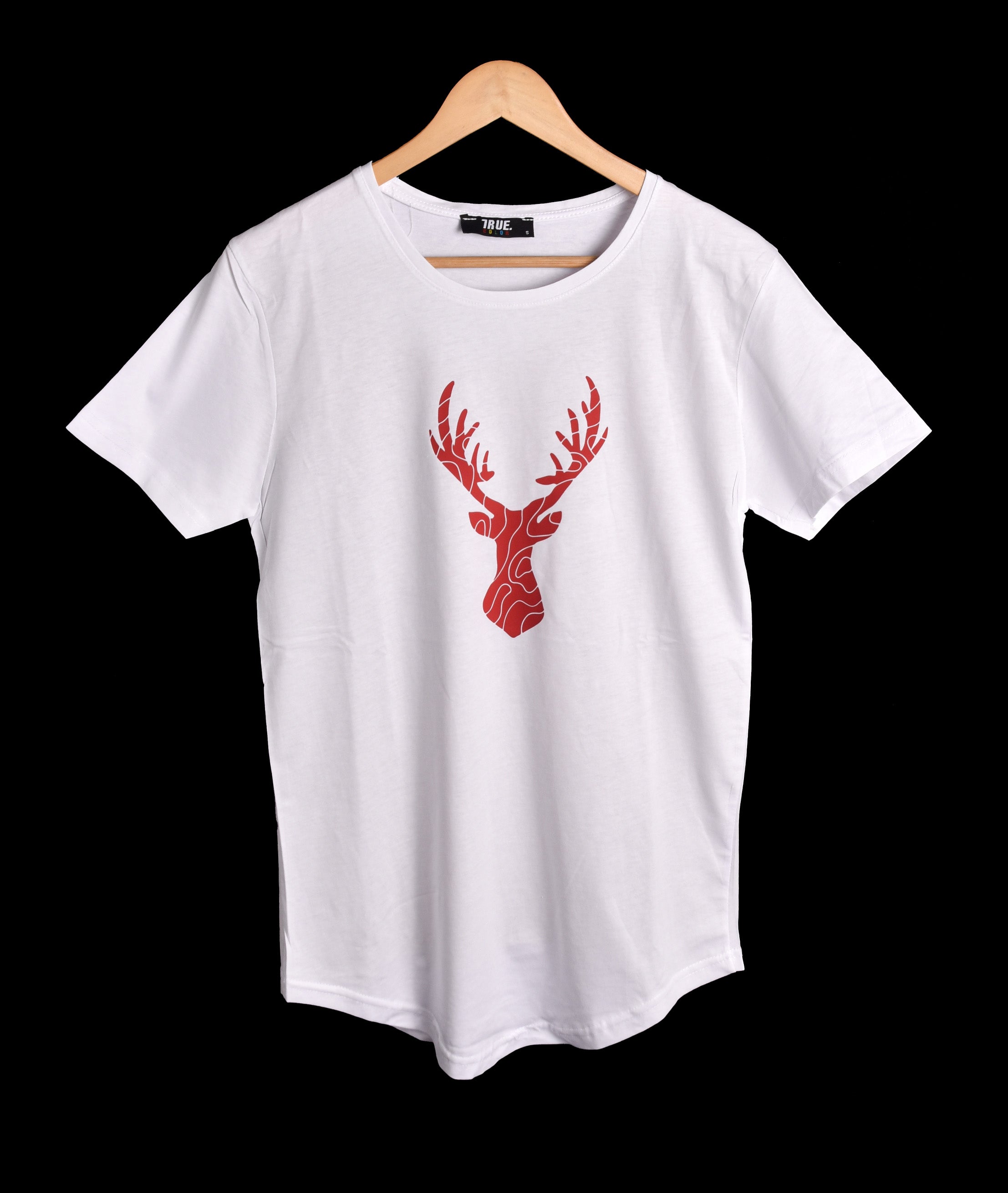 T-shirt BLANC ET ROUGE MOTIF CERF