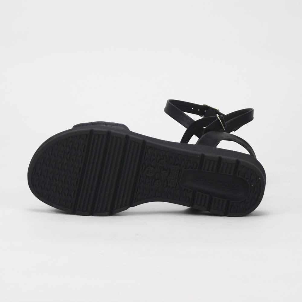 Piccadilly Sandales Confortables Matelassées Noir Femme