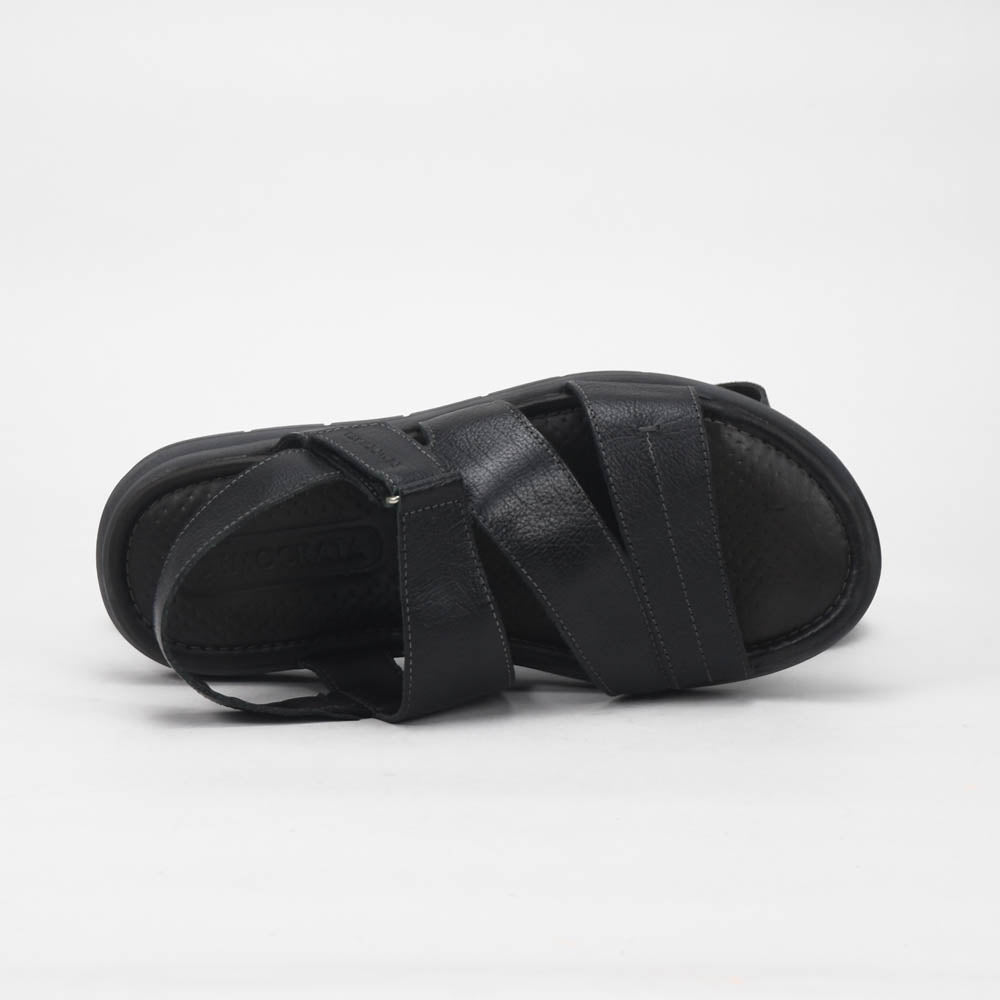 Democrata Sandales Confortables en Cuir Noir Homme