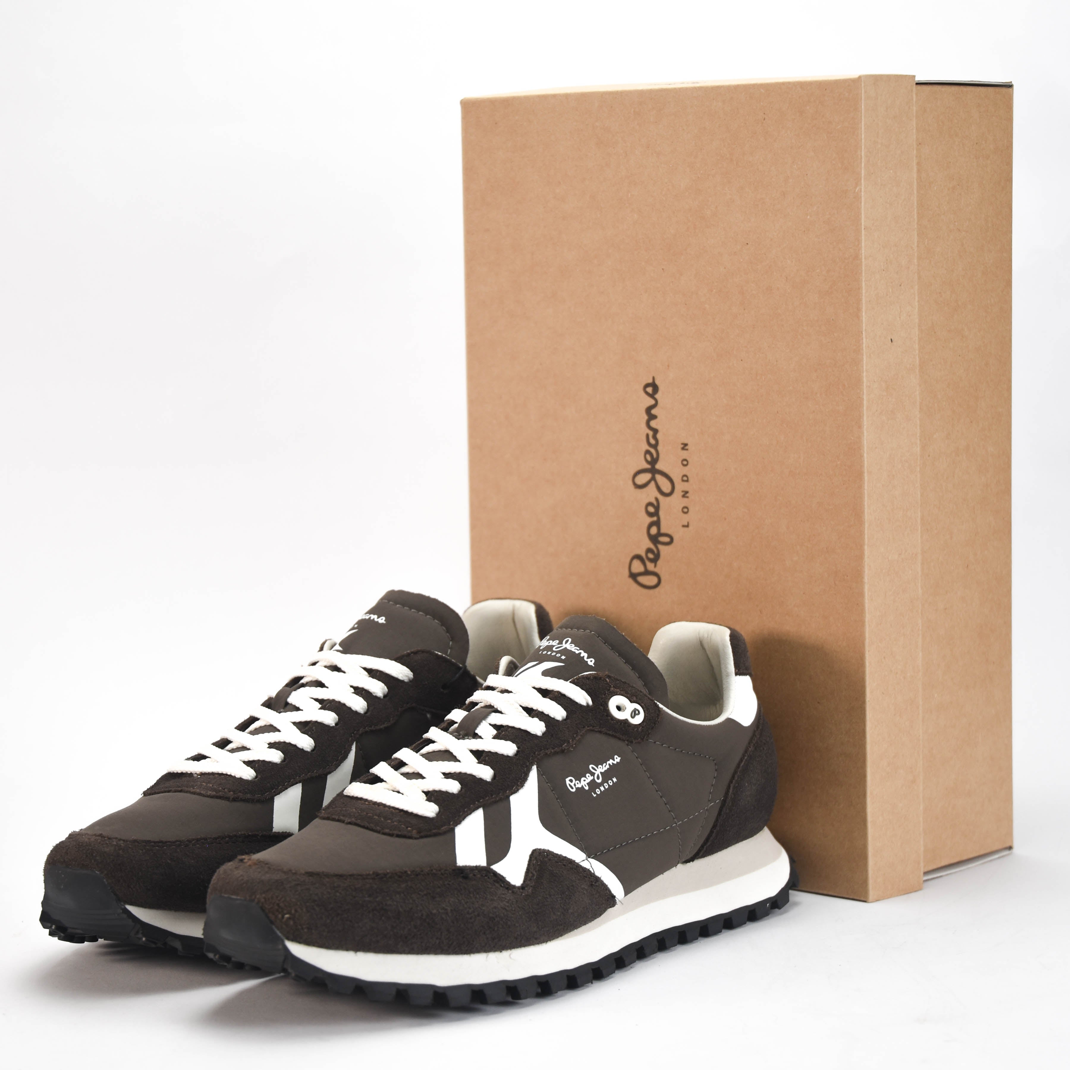 Pepe Jeans Baskets Retro en Daim Marron Homme