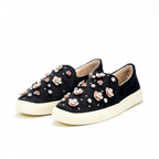 André Slip-on Femme Ornées de Fleurs et Strass