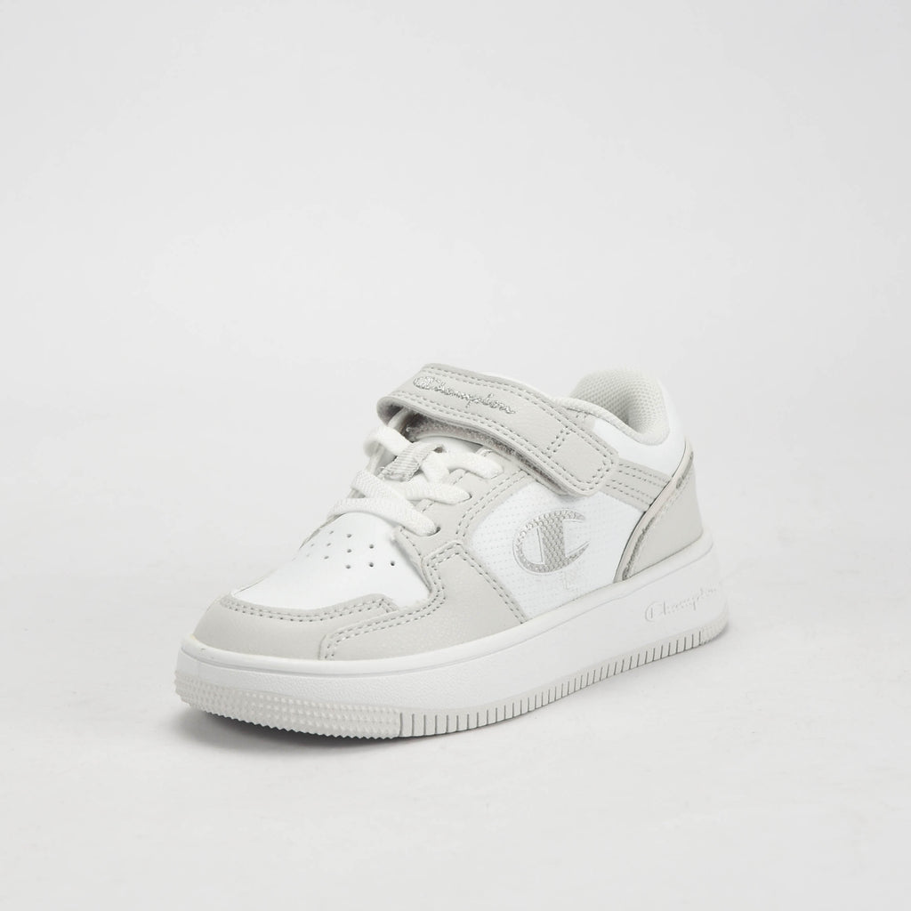 Champion Baskets Rebound Low Scratch Enfant Blanc et Gris