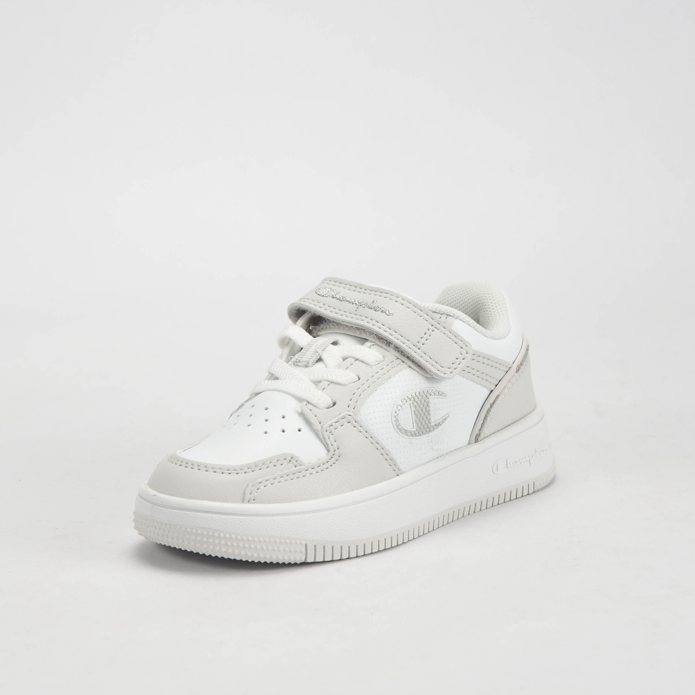 Champion Baskets Rebound Low Scratch Enfant Blanc et Gris
