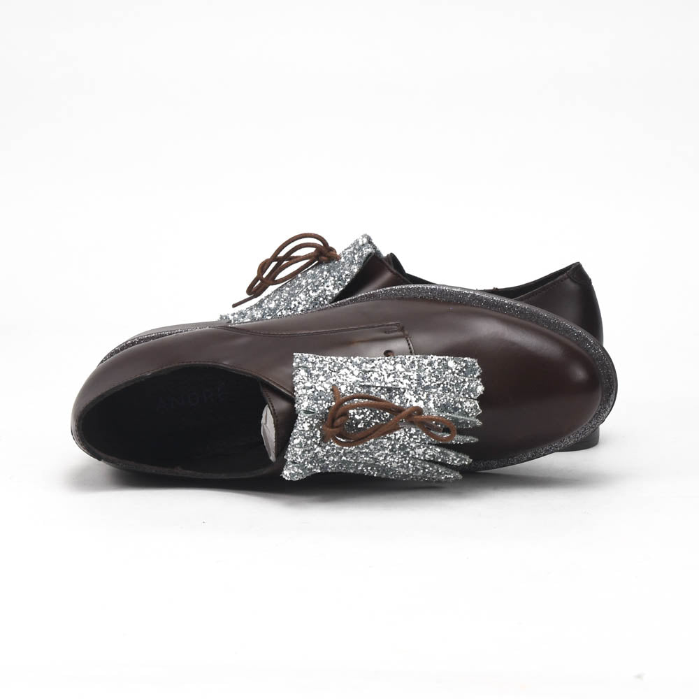 André Chaussures Richelieu Cuir Marron à Franges Femme