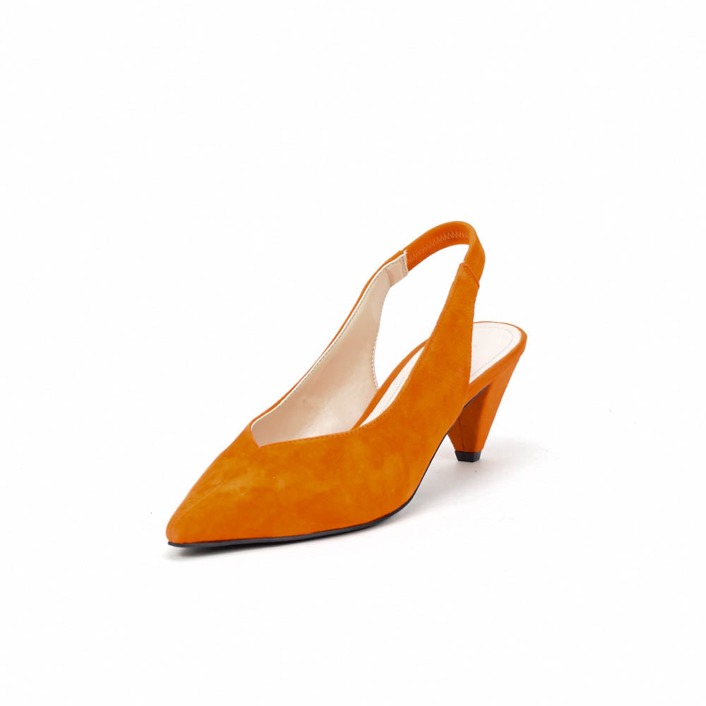 André Escarpins Slingback Daim Orange Femme
