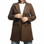 PAK Veste Longue Double Boutonnage Femme Marron