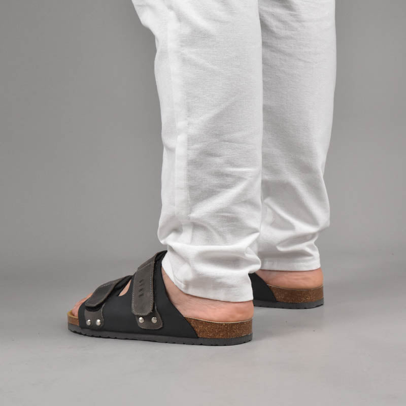Birk Sandales Orthopédiques en Cuir Gris Homme