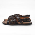 André Sandales en Cuir Marron Confortables Homme