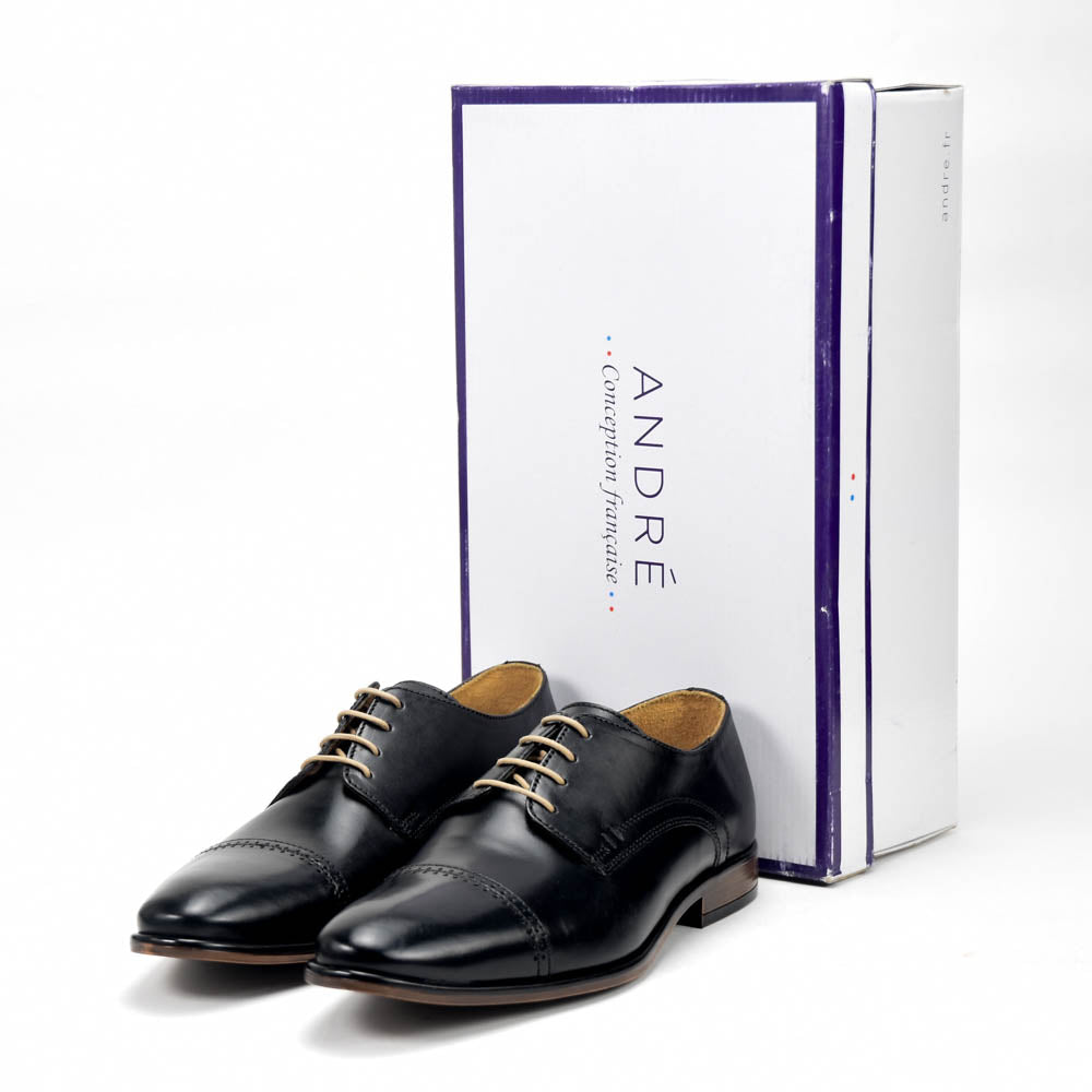 André Chaussures Richelieu Cuir Noir Élégant Homme