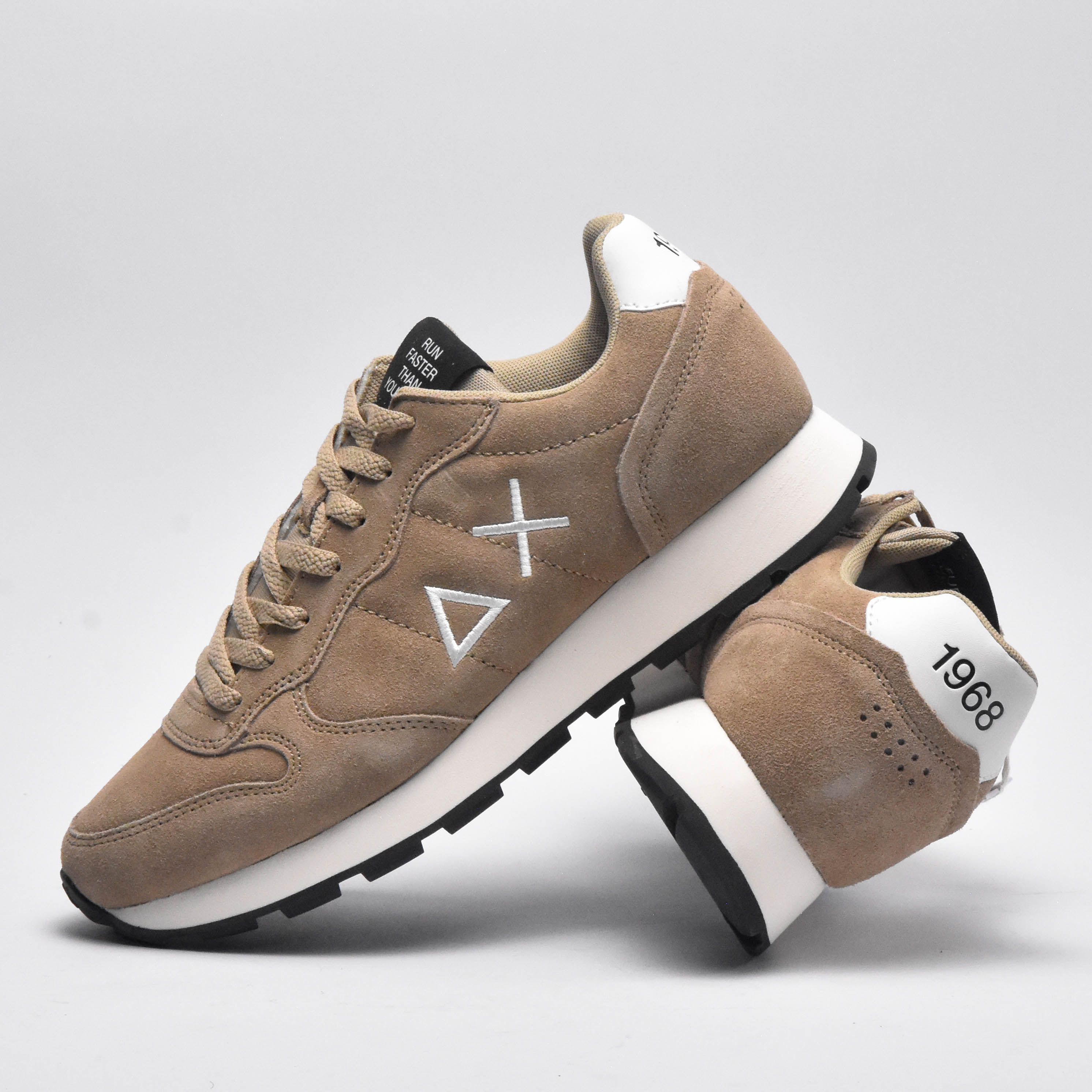 SUN68 Baskets Tom Suede Confortables Beige Homme