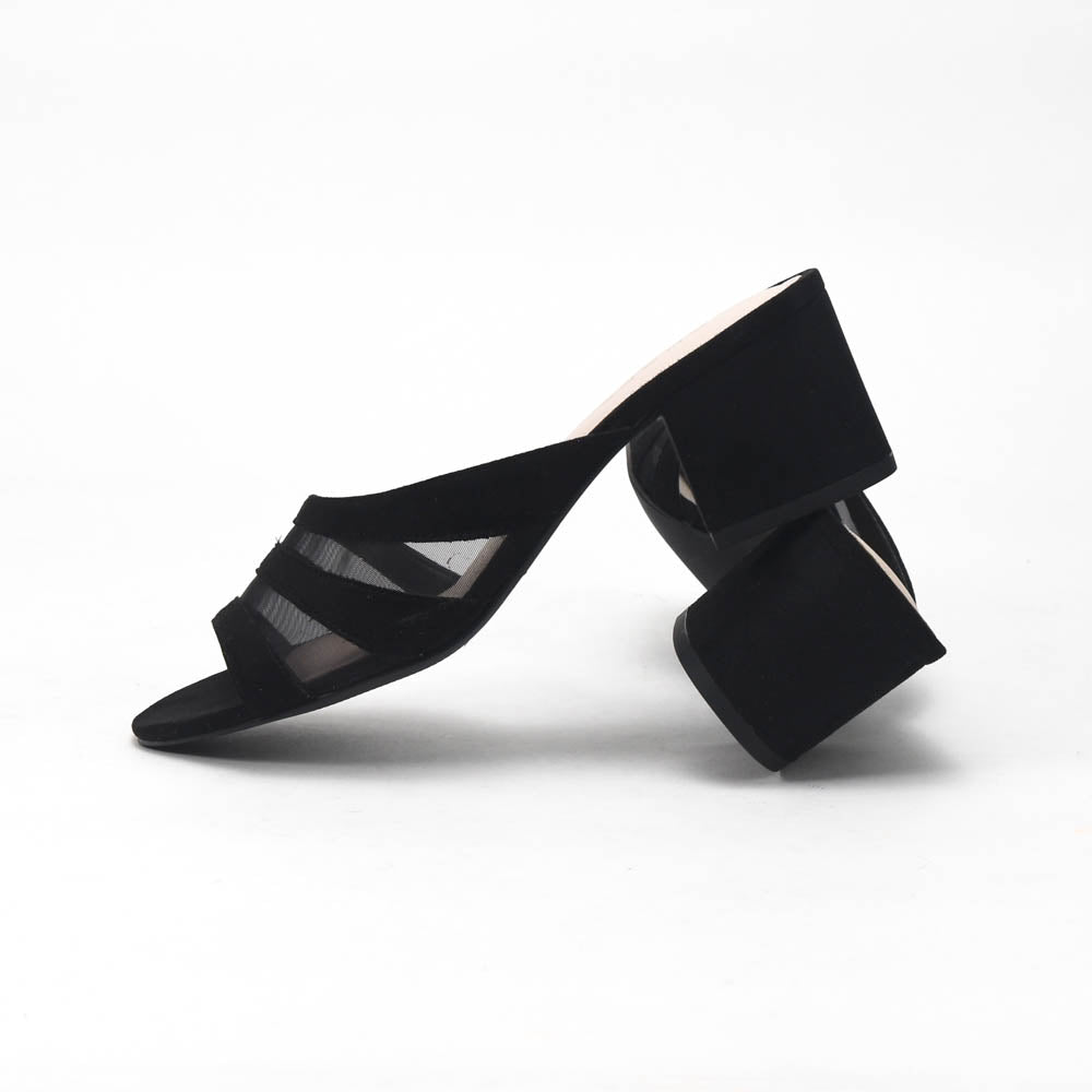 André Mules à Talons Élégantes Noir Femme
