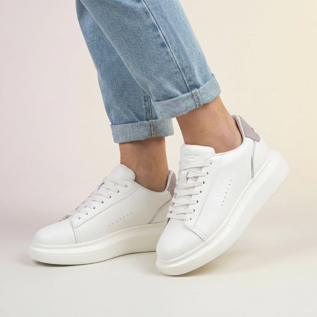 VO7 Baskets Basses Minimalistes Blanc Femme