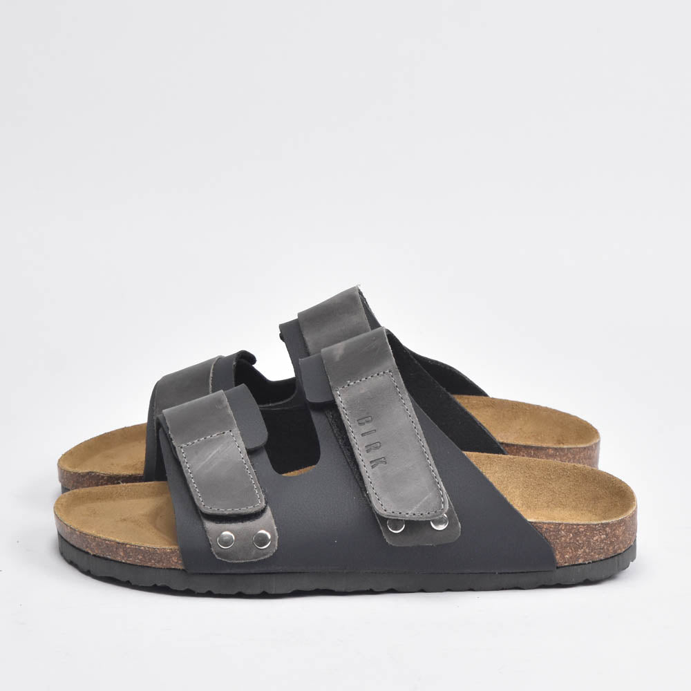 Birk Sandales Orthopédiques en Cuir Gris Homme