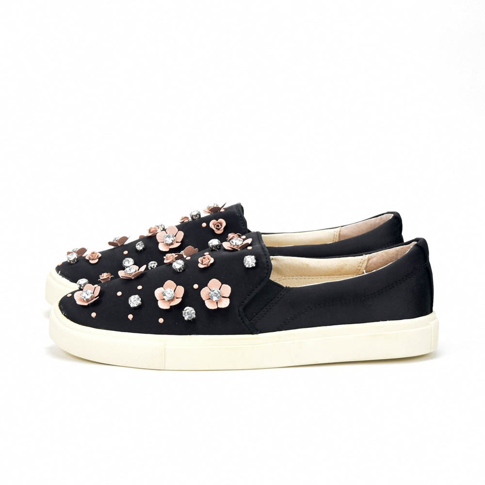 André Slip-on Femme Ornées de Fleurs et Strass