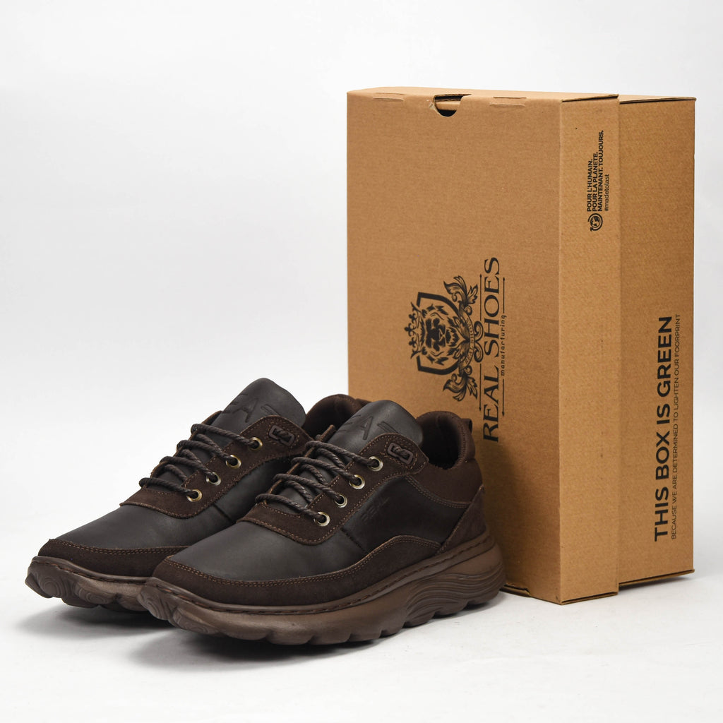 Real Shoes Baskets Marron Confortables Homme