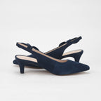 André Escarpins Slingback Daim Bleu Élégants Femme