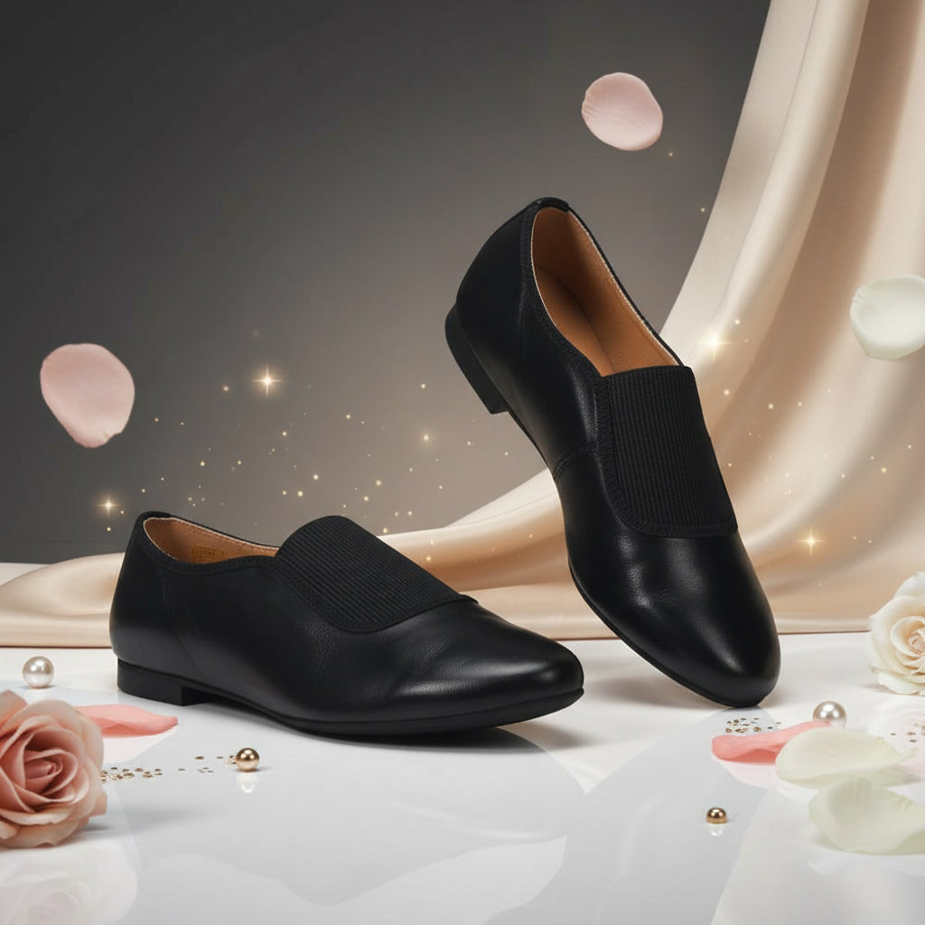 André Mocassins Élégants en Cuir Noir Femme