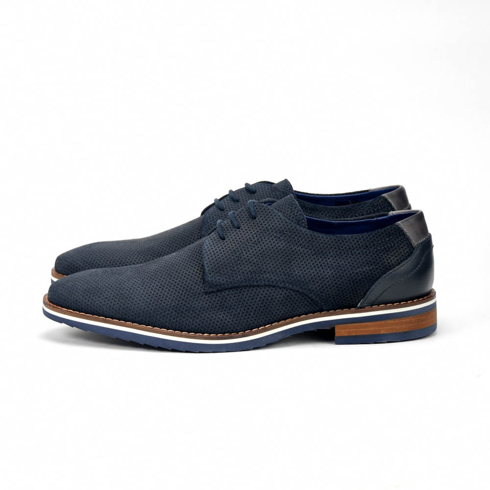 André Chaussures Derby Cuir Bleu Marine Élégantes Homme