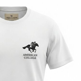 American College T-shirt Blanc Logo Homme