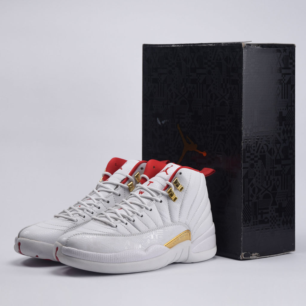 Kimland Baskets Montantes Style Sportif Blanc et Or Homme