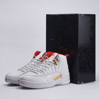 Kimland Baskets Montantes Style Sportif Blanc et Or Homme