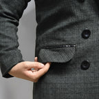 Veste Longue Croisée Style Blazer Femme Vert Texturé