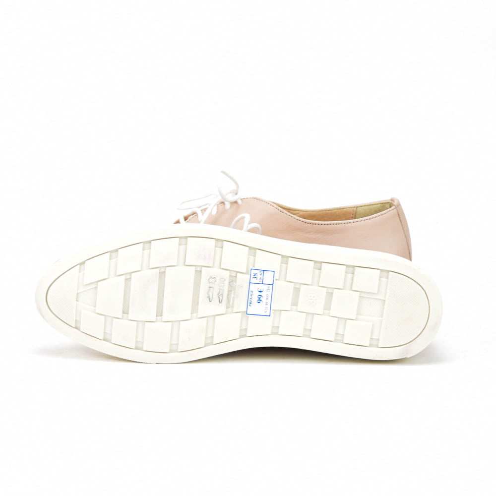 André Derbies en Cuir Perforé Rose Poudré Femme