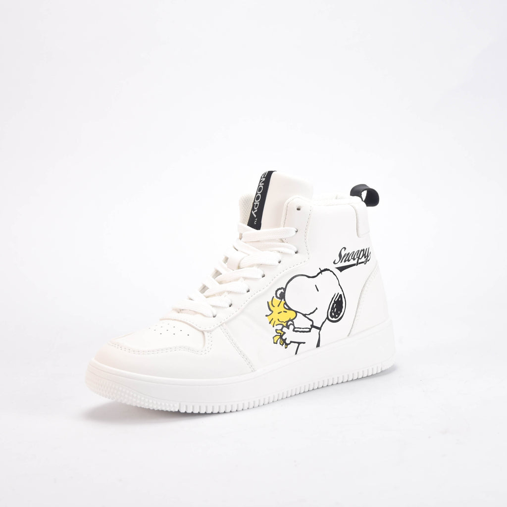 Peanuts Baskets Montantes Snoopy Blanches Femme