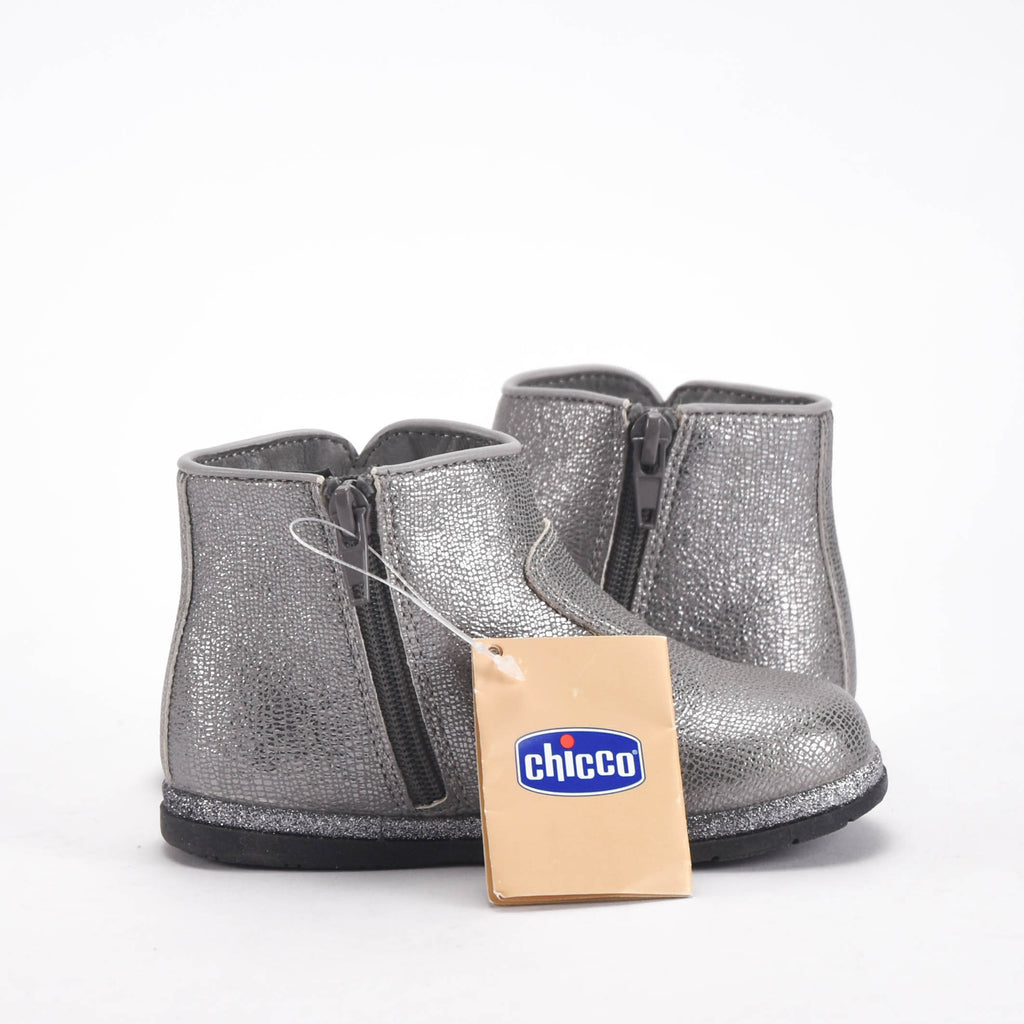 Chicco Bottines Argentées Brillantes avec Nœud Fille