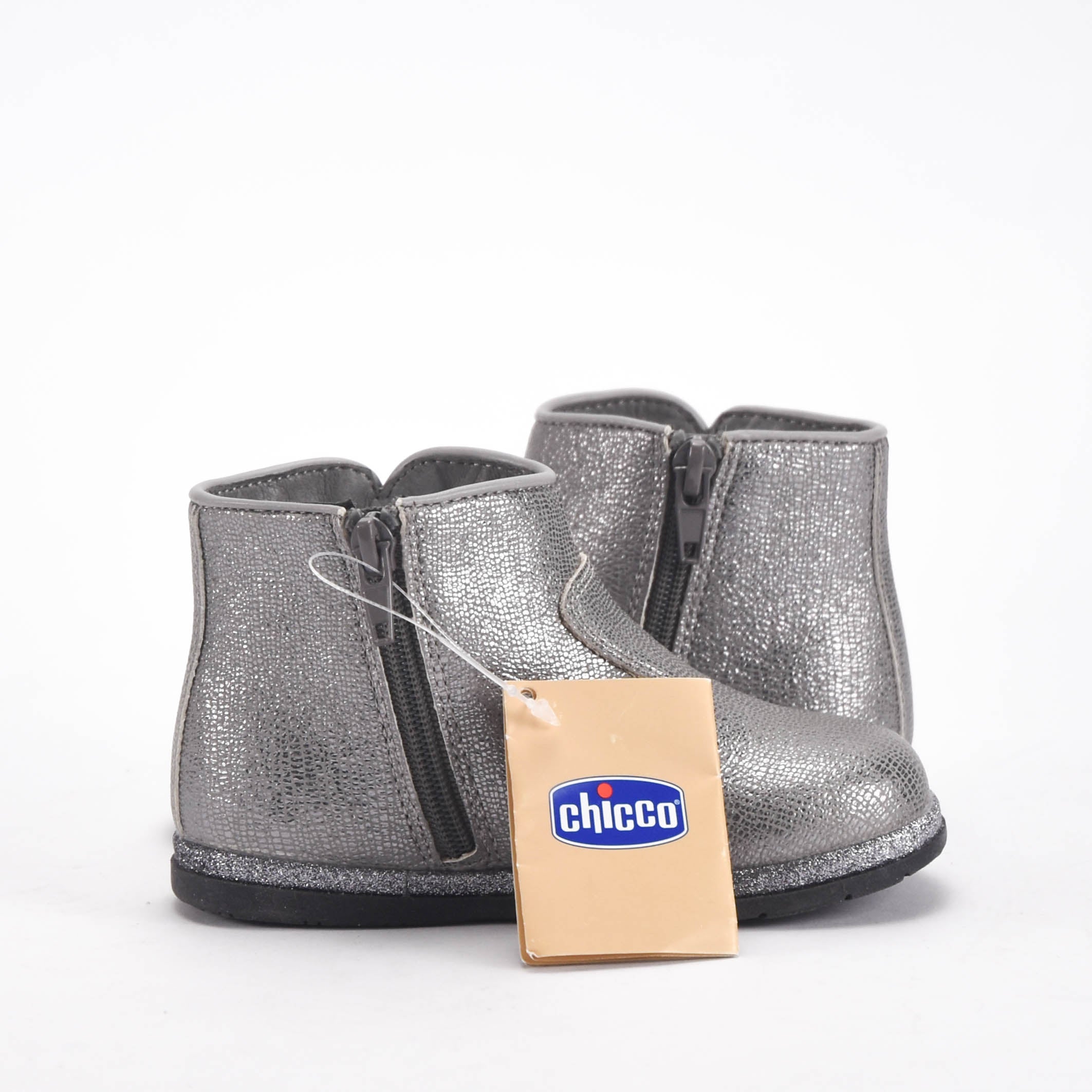 Chicco Bottines Argentées Brillantes avec Nœud Fille