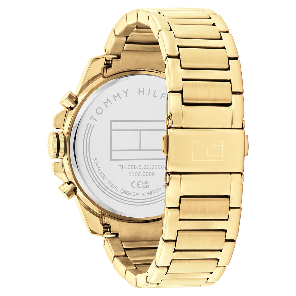 Tommy Hilfiger Montre Acier Doré Cadran Noir Élégante Homme