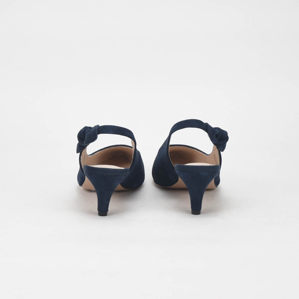 André Escarpins Slingback Daim Bleu Élégants Femme